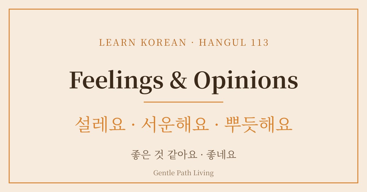 Korean feelings and opinions: 설레요, 서운해요, 뿌듯해요